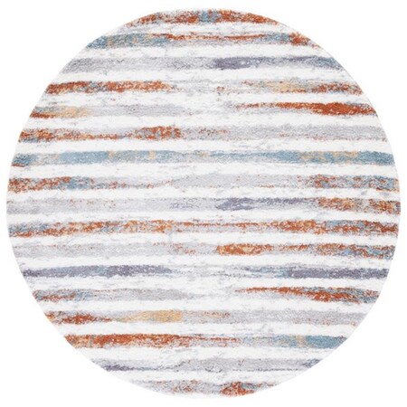 Safavieh 7 x 7 ft. Berber Shag Contemporary Power Loomed Round Rug; Blue Rust & Ivory BER583A-7R